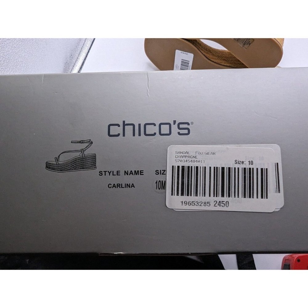 Chicos $139 Carlina Champagne Gold Sandals~10 M~NIB Platform - Picture 11 of 11